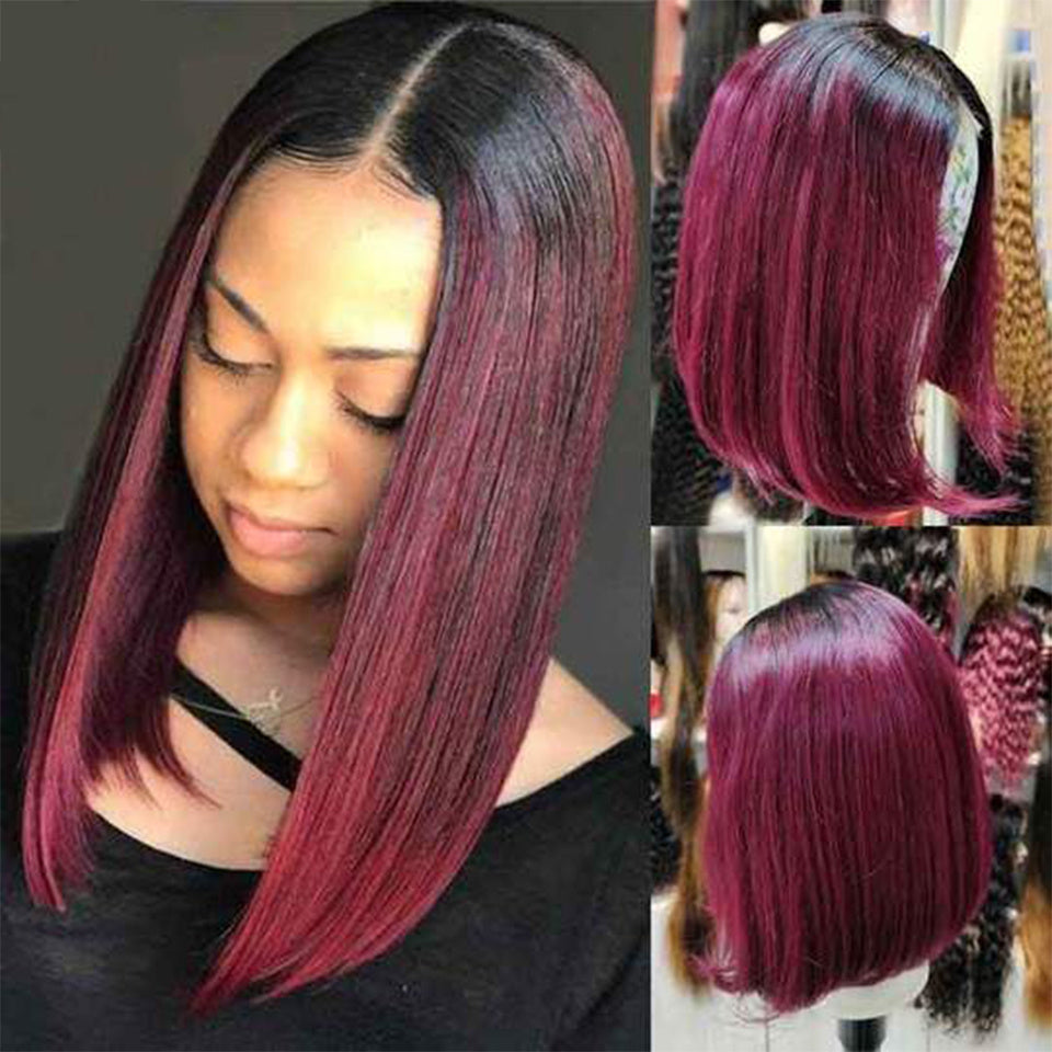 Short Straight 1B-99J Colored Bob Human Hair Wig Short Straight 1B-99J Colored Bob Human Hair Wig